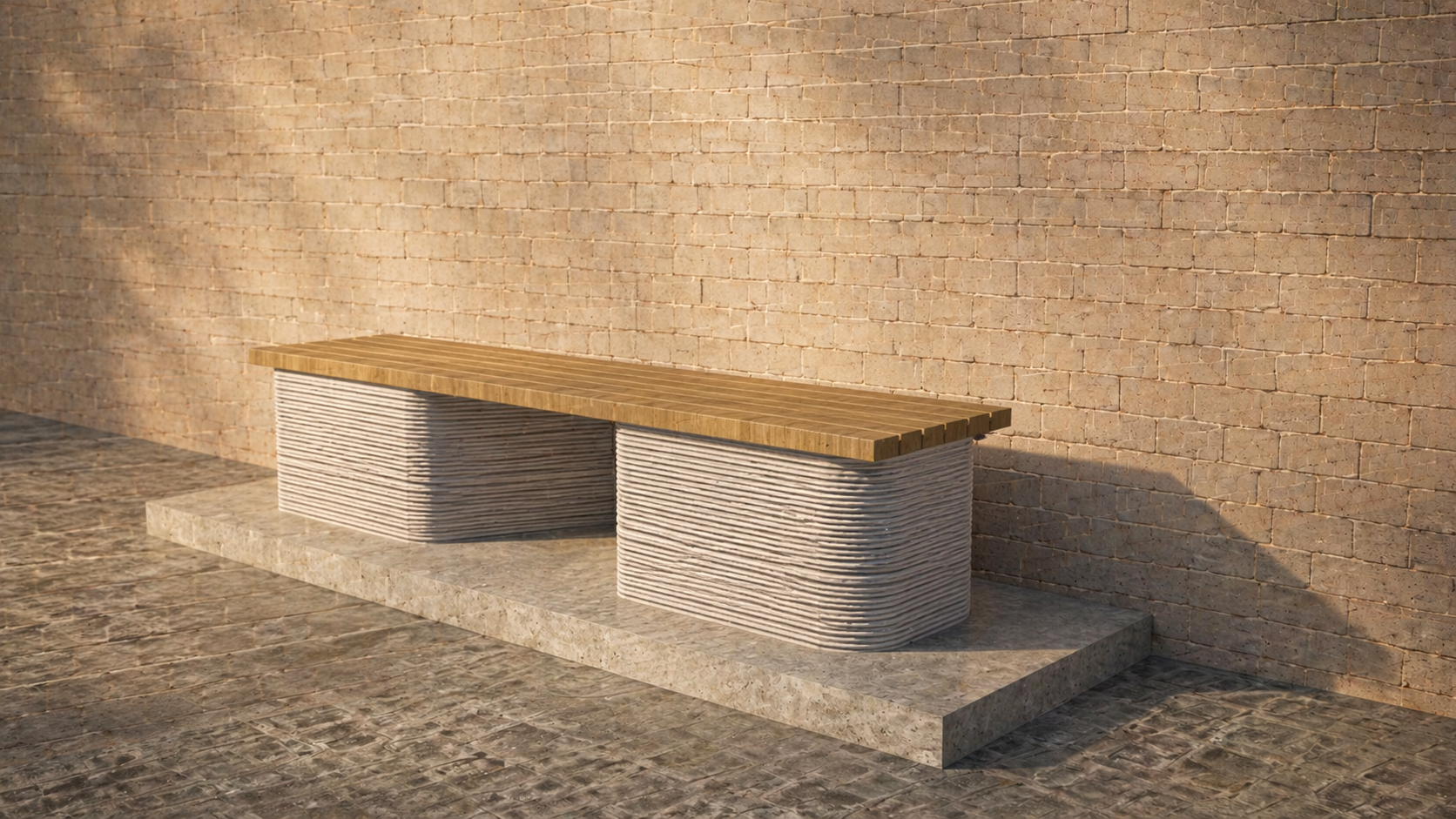 3D Printed Concrete Bench - DUNE Detail View